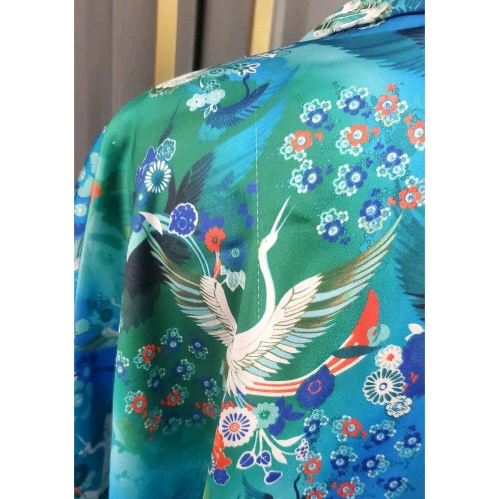 Misa Hylton x INC Japanese Crane Kimono Style Button Up Camp Shirt Cropped XXXL - Picture 9 of 11